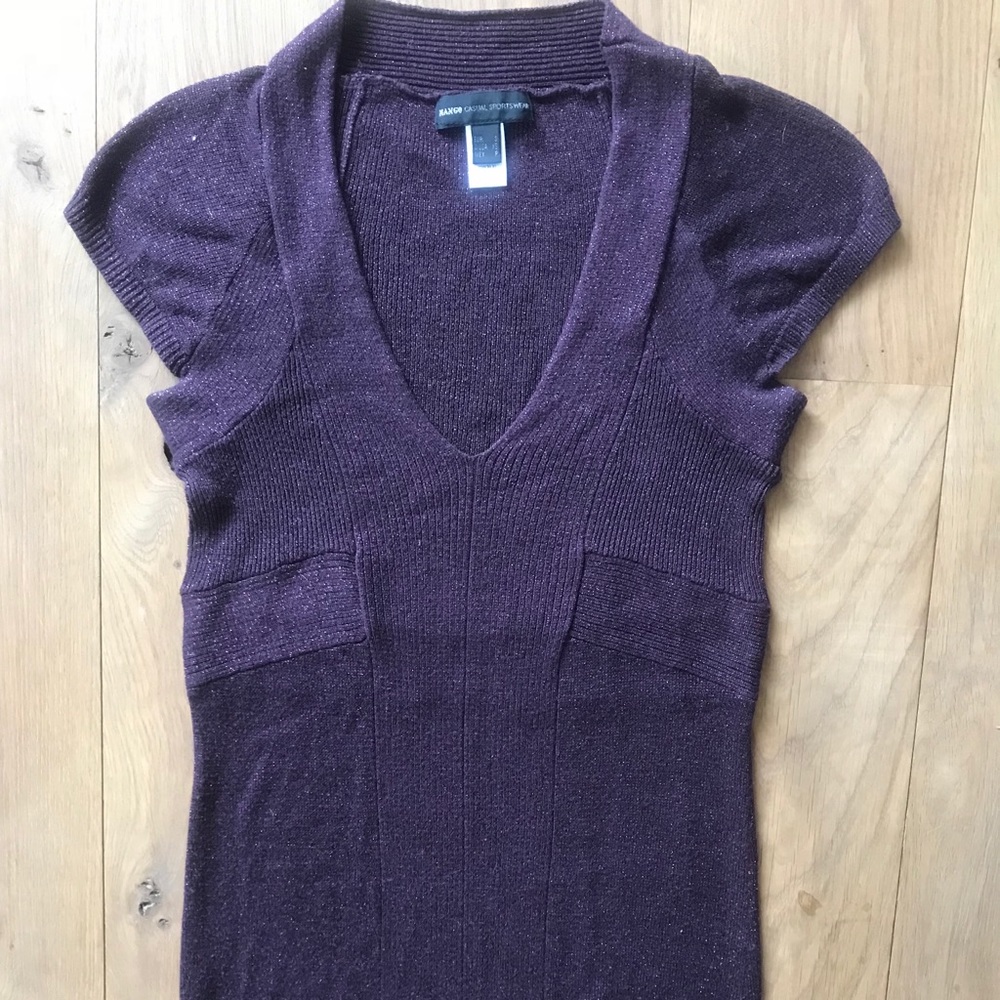Last chance! Mango short sleeve metallic purple sweater
